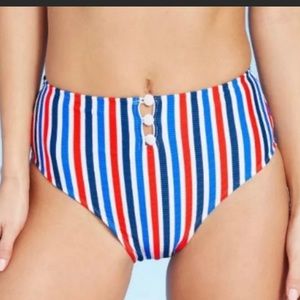 Xhilaration Retro Striped High Waist Bikini XS S